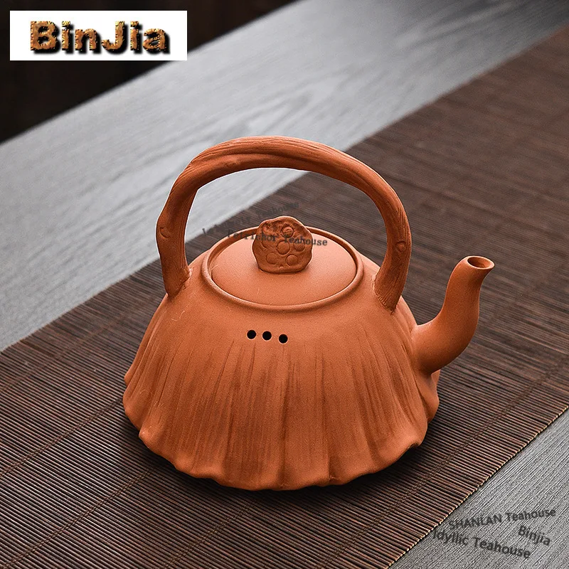 750ml Zhu Mud Seedpod Lifting Handle Boiling Water Kettle Large Capacity Tea Maker Pot Bubble Tea Kettle Tableware Accessories
