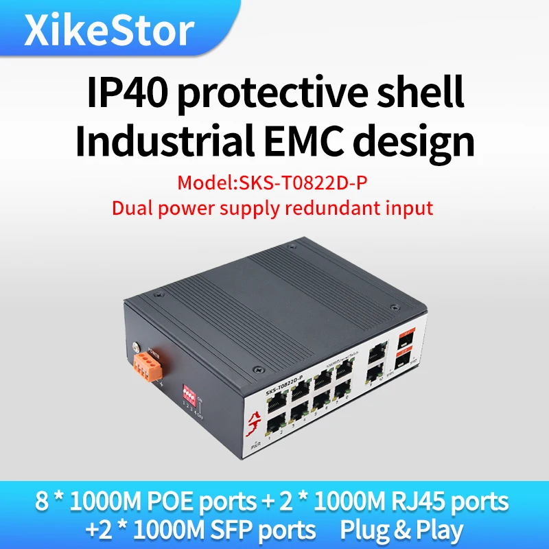 Imagem -05 - Interruptor de Nível Industrial Rede Sfp Plug And Play Ip40 Protetor Port 1000m Poe Rj45 2-port