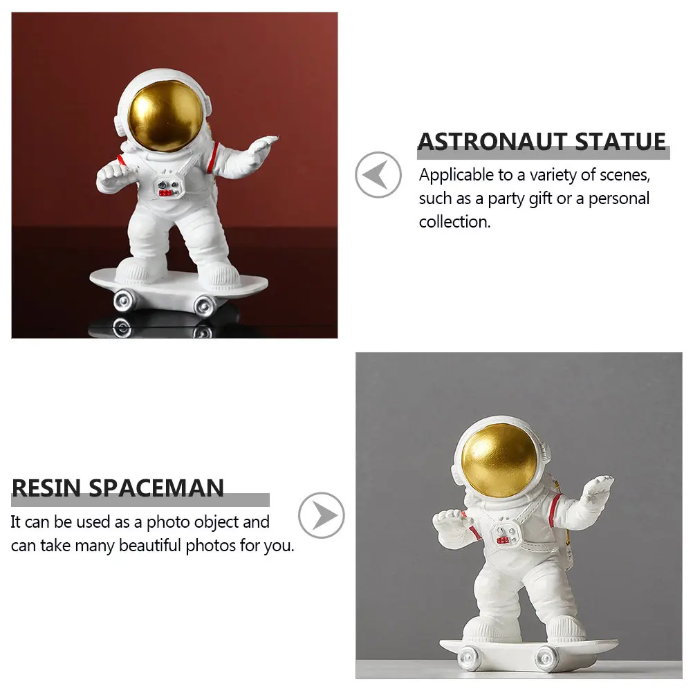 Decorative Resin Spaceman Sculpture Holding Heart Realistic Astronaut Ornament for Desktop Home Office Bedroom Gift and