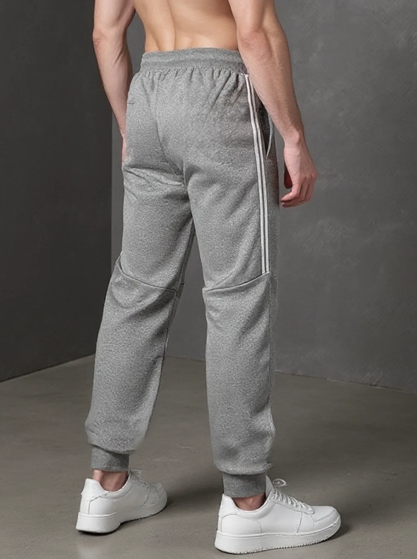 

Мужские спортивные штаны с завязками на талии, боковыми полосками, манжетами на щиколотке, повседневный спортивный стиль для повседневного ношения