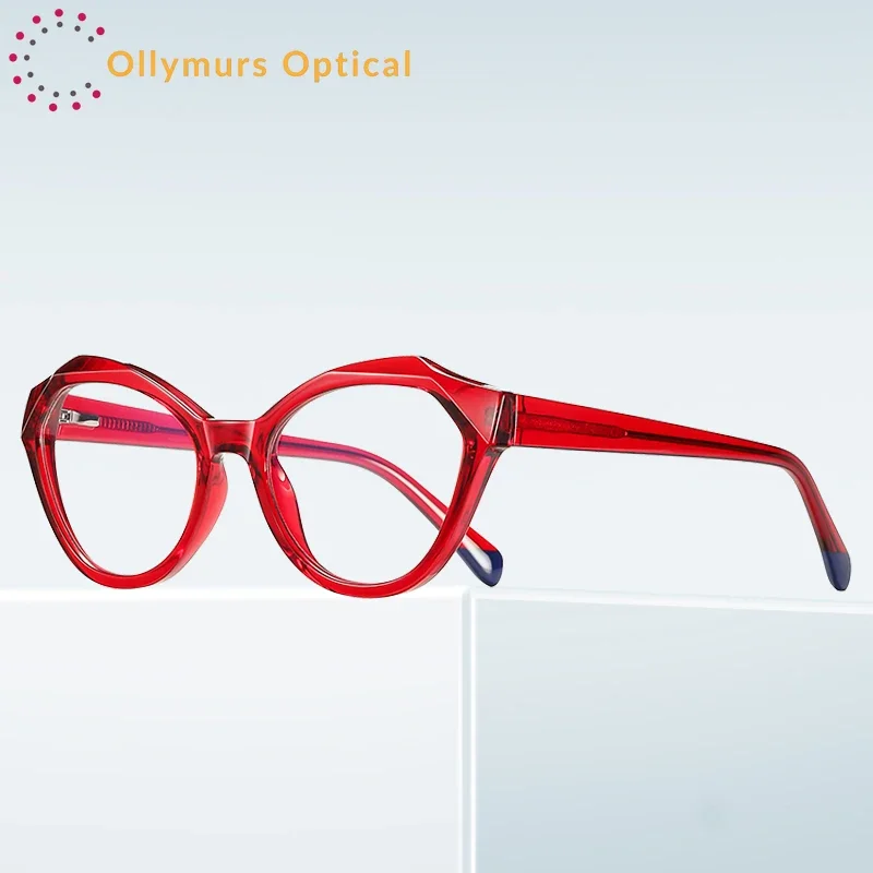 OLLYMURS أنيق المرأة مضلع كريستال قطع حافة الإطار مكافحة الضوء الأزرق نظارات للقراءة تخصيص وصفة طبية قصر النظر Hyperop