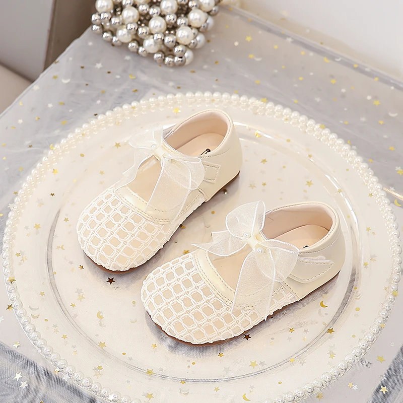 Mädchen Mesh Prinzessinnen-Schuhe Atmungsaktive Weiche Sohle Kinder Flache Schuhe Süße Spitzenschleifen 2026 Sommer Neue Kinder Freizeitschuhe Rutschfest – Detail 6