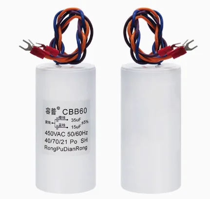 

1 шт. CBB60 15 мкФ + 35 мкФ 3-проводной 3-проводной двойной конденсатор 450 В электрическая таль подъемная стойка мотор кран пусковой конденсатор