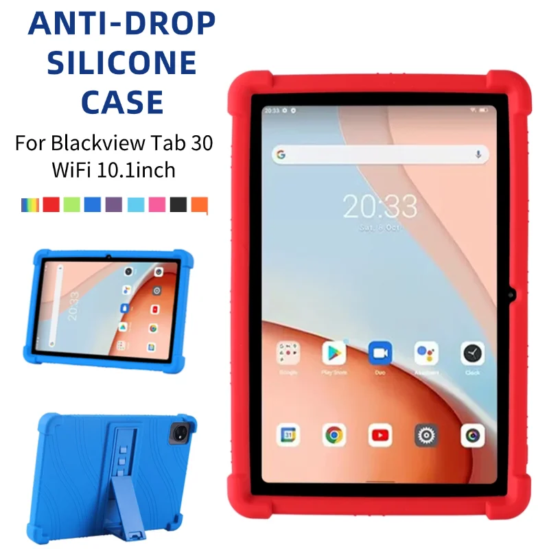 

For Blackview Tab 30 WiFi 10.1inch Tablet PC Case Soft Silicone Shockproof Cover with Rear Kickstand Thicken Protective Cover