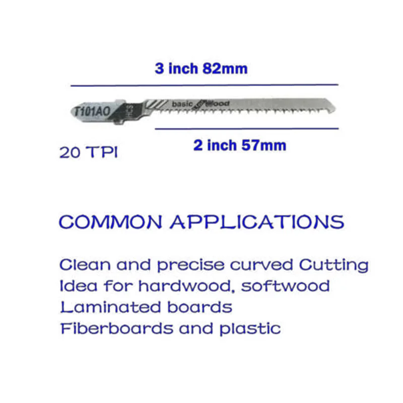 Imagem -06 - T-shank Jig Saw Blades Dentes Aguçado para Corte de Curva Madeira Compensada Plásticos Aglomerado Laminado T101ao