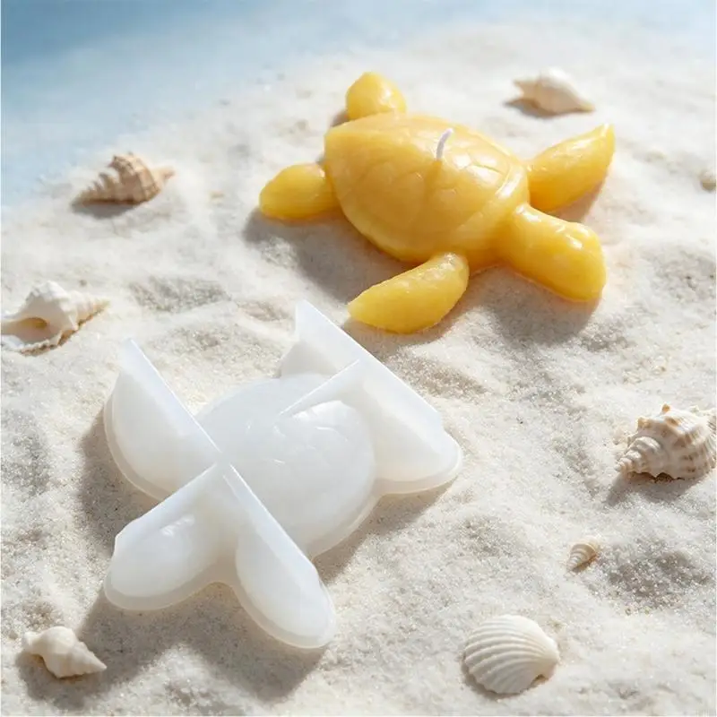 H8WB Silicone Turtles Casting Mold for Candle, Resin, and Plasters, Recyclable Detailed Sea Turtles Mold for DIY Home Decors