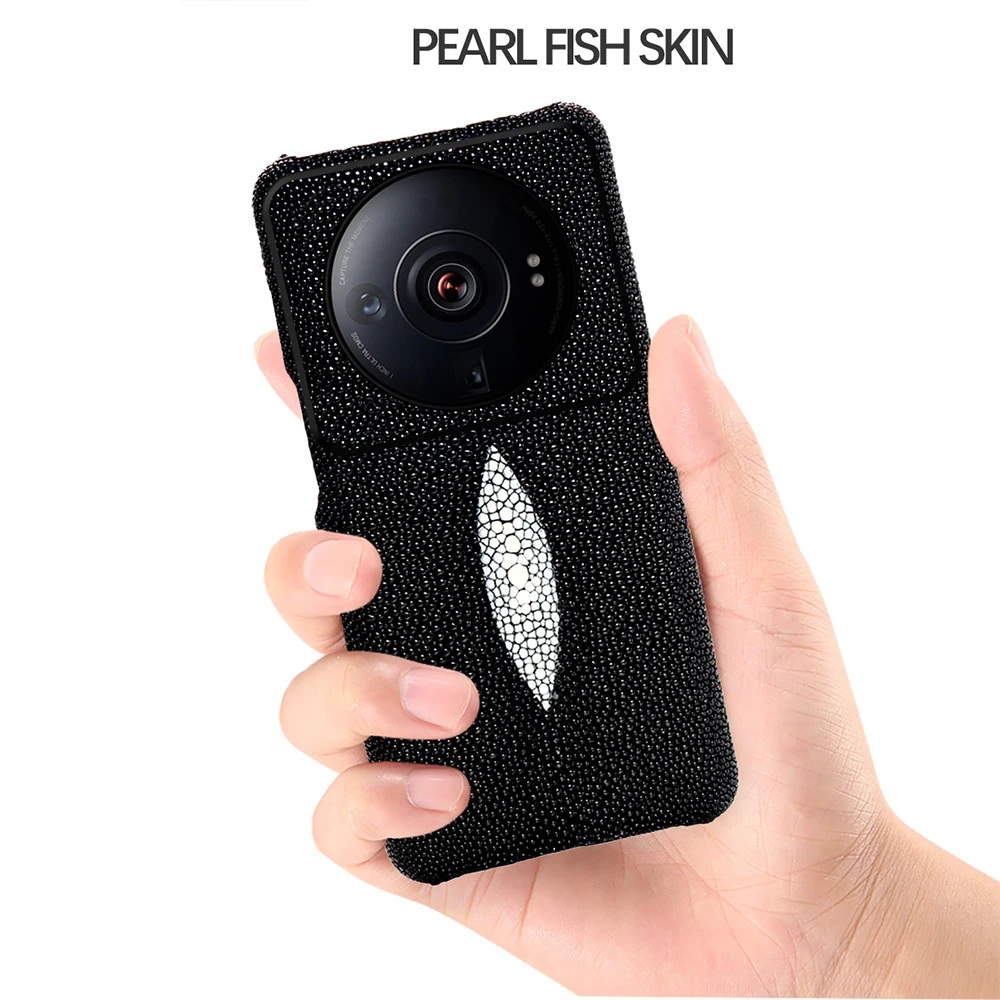 

LANGSIDI Genuine Stingray Leather Phone Case for Xiaomi Mi 14 15 Ultra 14Ultra 15Ultra 14T Pro Shockproof Luxury Back Cover