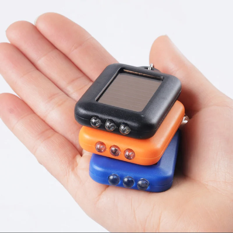 Solar LED Keychain Flashlight Solar Charging Emergency Light Mini Flashlight Small Torch Pocket Keychain Lights