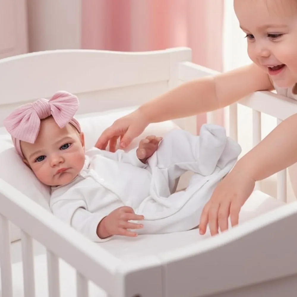 19inch Reborn Baby Doll Awake August Lifelike Newborn Baby Multilayer Painting 3D Skin with Visible Veins Muñecas Bebes Reborn