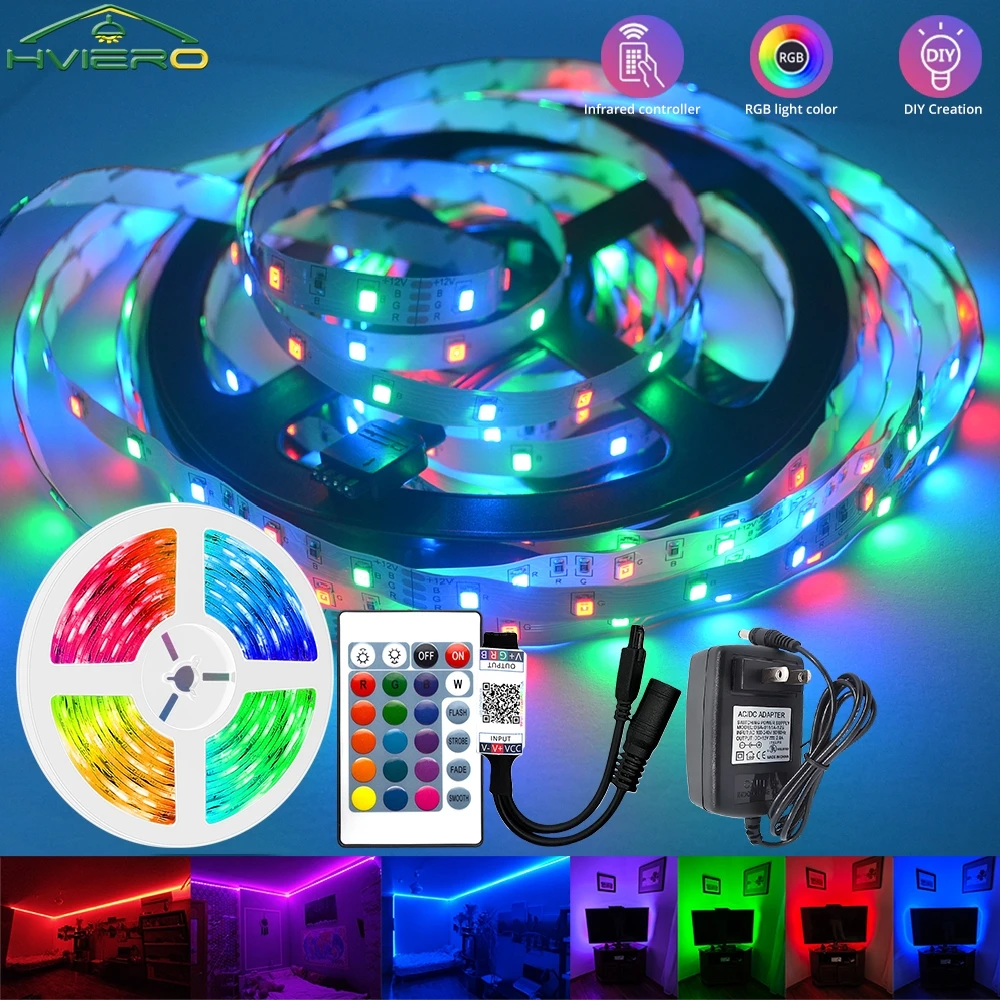 LED Strip Lights RGB 2835 DC 12V IR Bluetooth App Control Flexible Led Lamp Ribbon For Home Room Decor TV BackLight Diode Tape