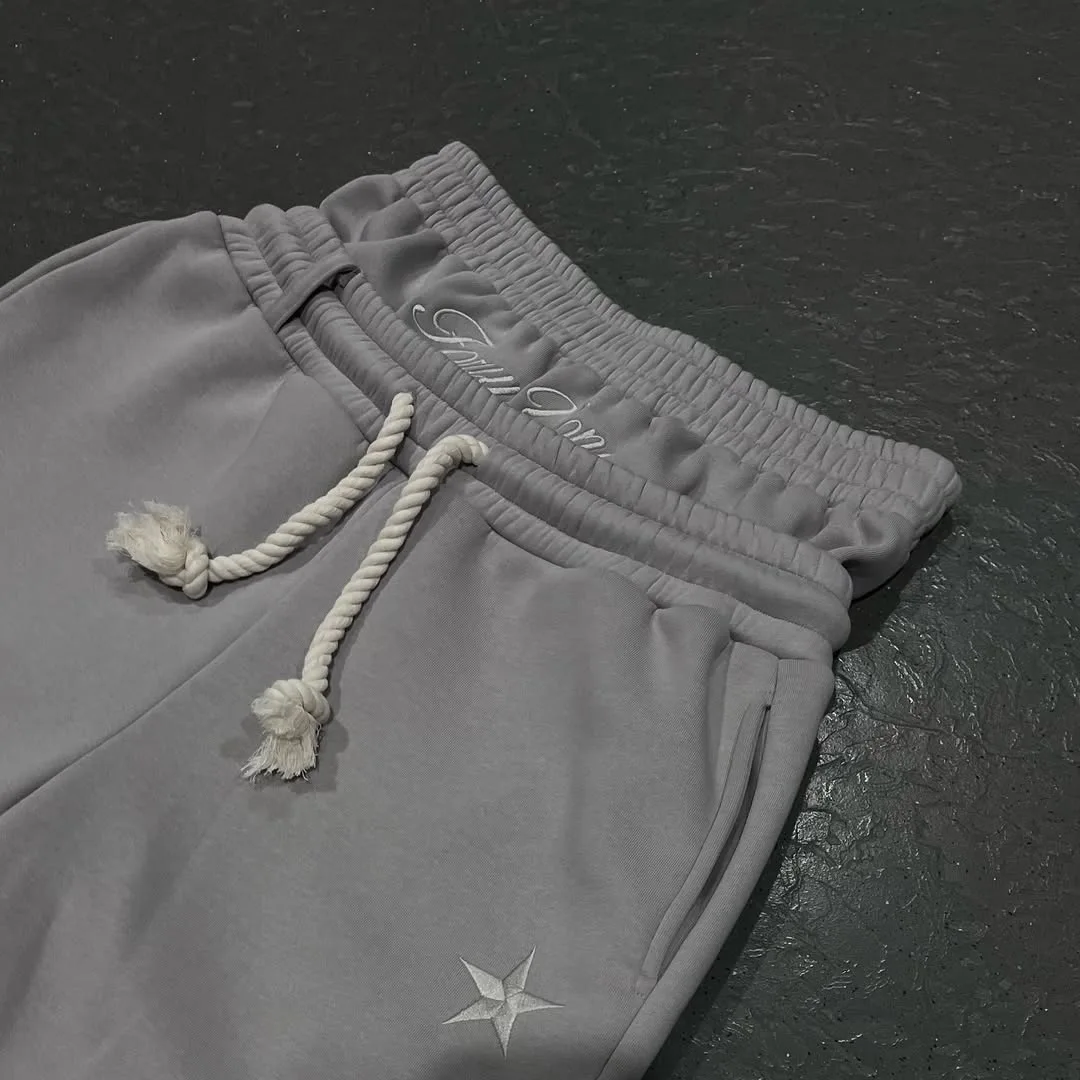 Y2k Harajuku Double Waisted Sweatpants Men Women High Street Pants False Two Pants Embroidery Loose Drawstring Wide-leg Pants