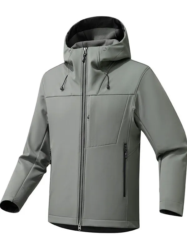 

Мужское уличное осенне-зимнее пальто Thiened Fce на подкладке, мягкое пальто с капюшоном, ветрозащитная теплая рабочая одежда, куртка-стойка