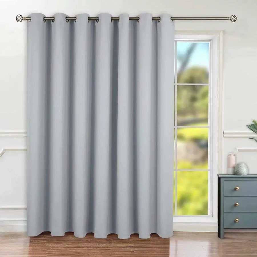 

Sliding Door Curtain 100 X 84 Inches, Wide Thermal Blackout Curtains Room Darkening Room Divider Window Curtain, 1 Panel, Light