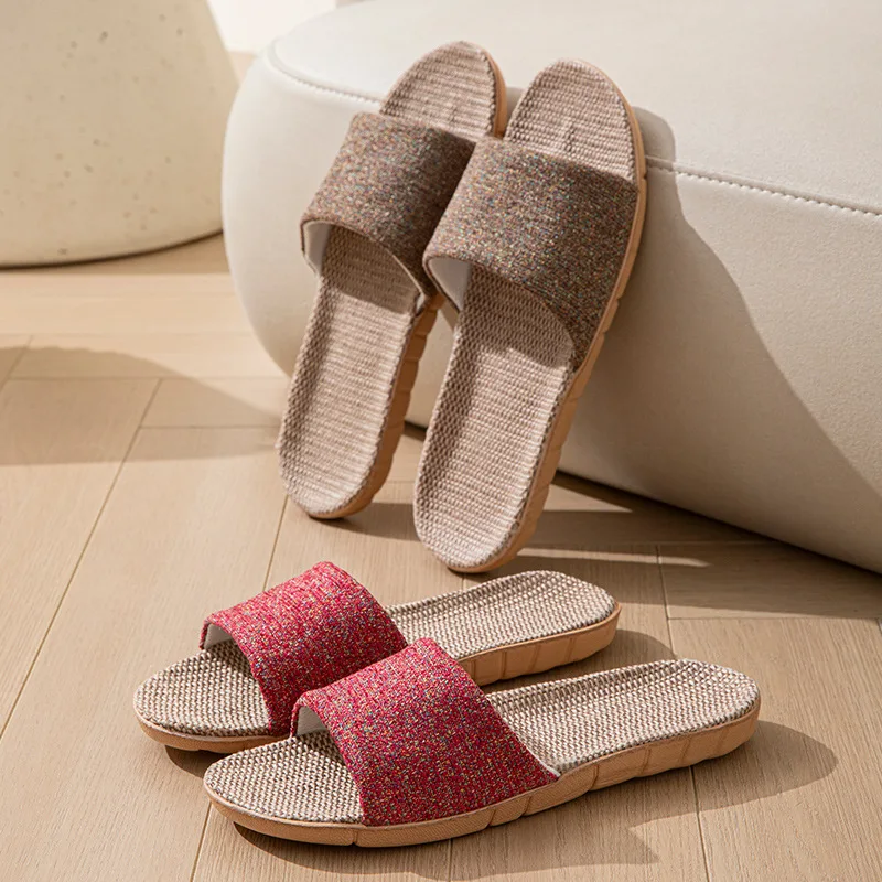 Hemp Casual Women's Slippers Home Flats Spring Summer Luxury Designer Woman Shoes 2026 Fashion Indoor Slides Couple Lightweight