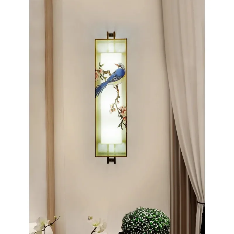 Wall lamp a pair of living room TV background wall lamp entrance porch fabric bedroom bedside wall lamp