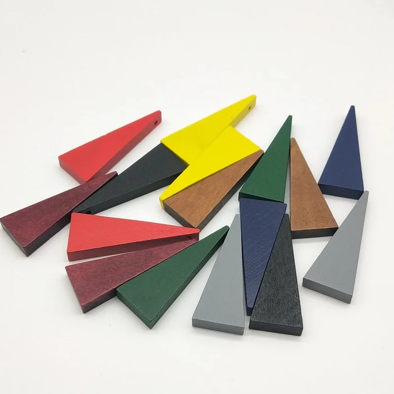 Wholesale 100pcs/lot color print geometry Triangle shape wood beads with hole diy jewelry garment accessory