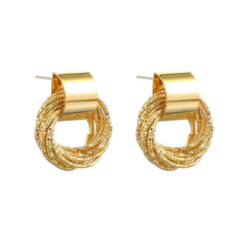 New Gold Silver Color Hoop Earrings for Women Korean Fashion Three-layer Hoops Big Thick Round Earrings Piercing Jewelry Gifts