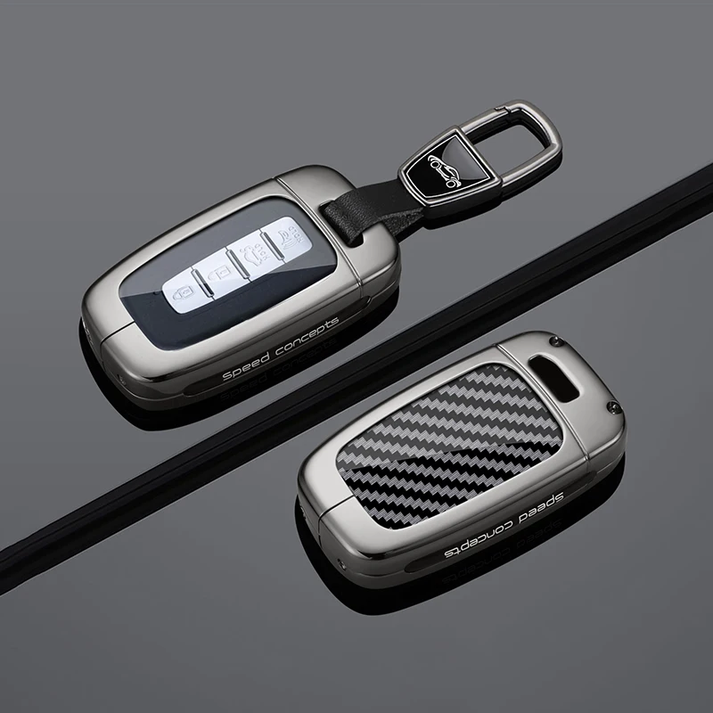 Metal Carbon Fiber Car Key Fob Case For Hyundai Elantra Genesis Sonata Equus Veloster Kia Forte Optima Rio Sorento Soul Sportage