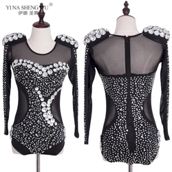 Newest Rhinestone Jazz Dance Modern Dance Costume Fashion High Quality Dancing Dress Stage Show Dresses