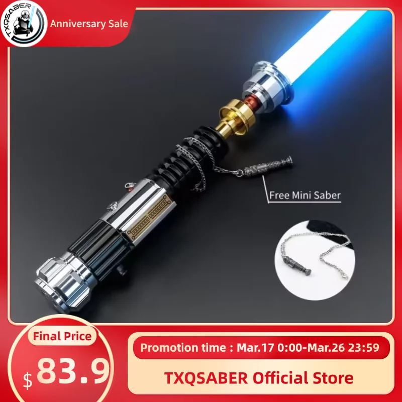 TXQSABER Obi-Wan Kenobi Battle Weathering Smooth Swing Lightsaber Proffie 2.2 Can Program z Pixel Blade Laser Sword Toys