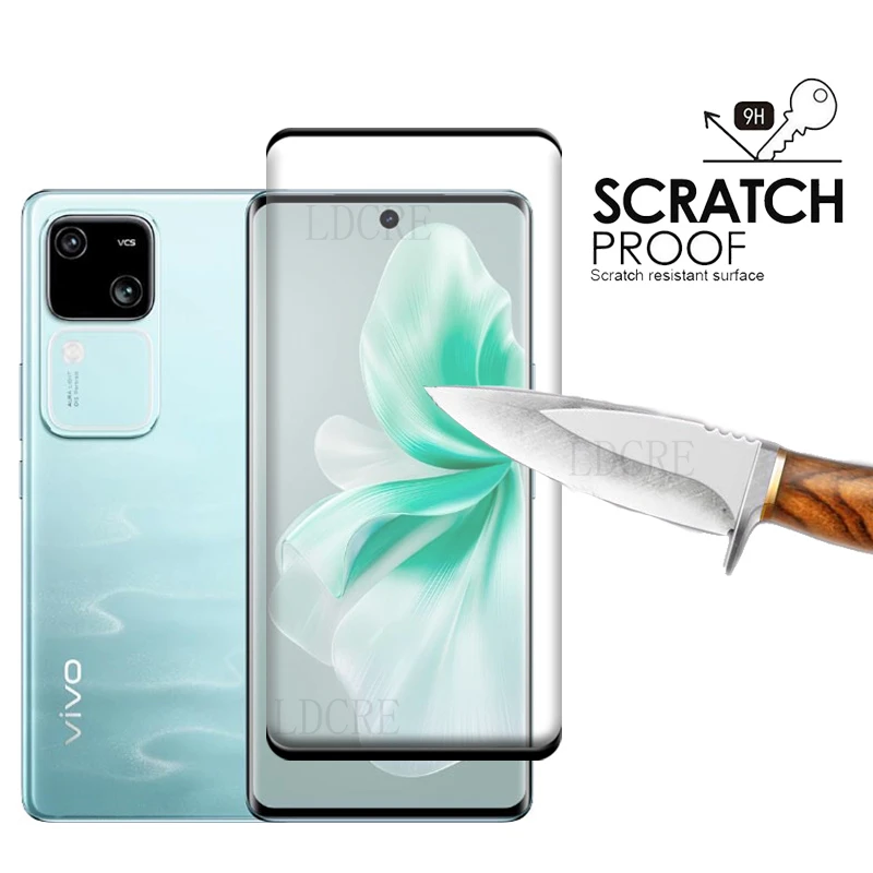 4-in-1 For Vivo V30 Glass For Vivo V30 Tempered Glass Phone Film Full Cover HD 9H Curved Screen Protector Vivo V30 Lens Glass