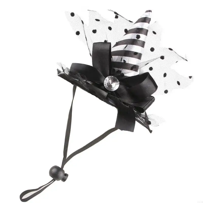 4x7b Pet Witch Hat Halloween Carnivals Photography Dogs Witch Hat with Stretch Rope Rope Cosplay Cosplay Hat for Small Dogs