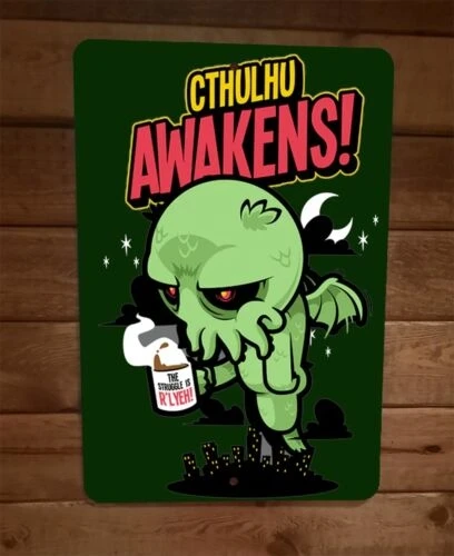 Cthulhu Awakens Art 8x12 Tanda Dinding Logam
