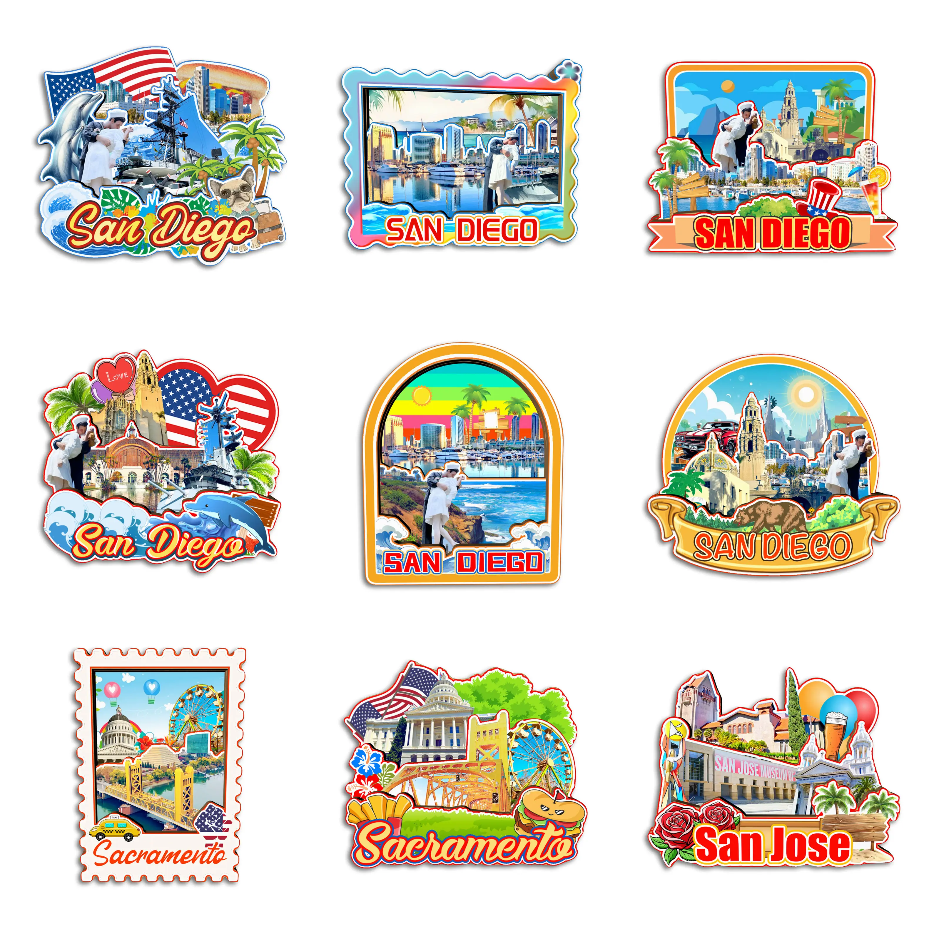 سان دييغو سكرامنتو سان خوسيه كاليفورنيا الولايات المتحدة الأمريكية مغناطيس الثلاجة هدية تذكارية للسفر ثلاجة ديكور Handmarde #1