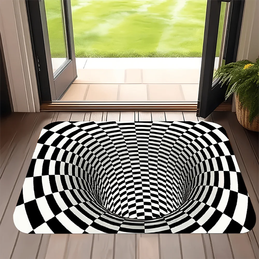 2D Flat-1pc 3D Illusion Door Mat , Suitable for entrance, kitchen, living room, rectangular carpet decoration.