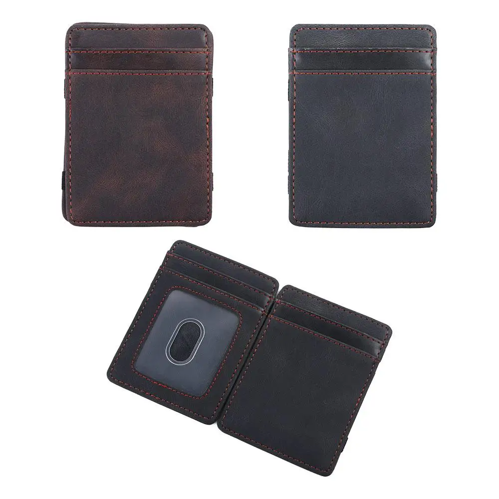 

Fashion Vintage PU Leather Card Cover ID Card Case Credit Card Holder Gift Mini Coin Purse Money clips Magic Wallet Cash Clip