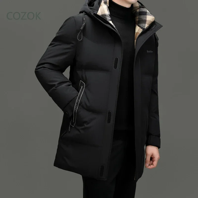 Milk Silk Hooded Men's Down Jacket Designer Clothes Men Warm Winter Men Down Jacket 2024 Long Sleeve Male Coat Men's Clothing