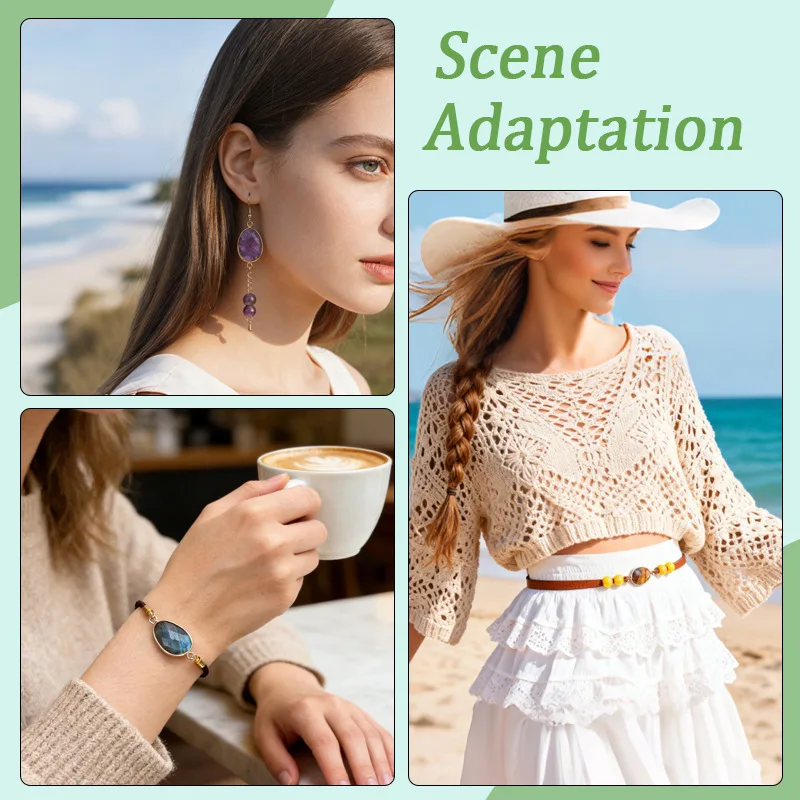 1pc Double Sided Faceted Natural Stone Slice Charm Pendants Connector for Jewelry Making DIY Earring Necklace Bracelet image 3