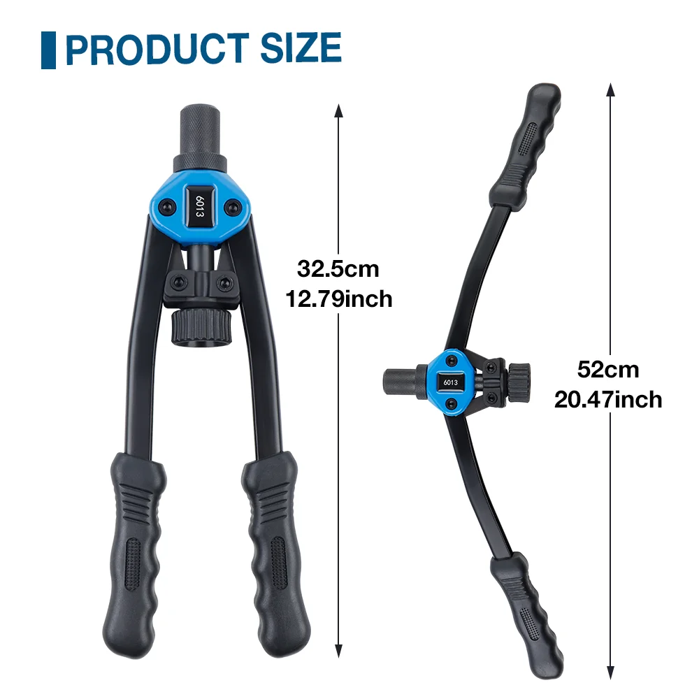 Set di pistole per rivetti manuali, rivettatrice a trazione M3 M4 M5 M6 M8 M10 M12, rivettatrice professionale per uso domestico, strumento per rivetti rapidi fai da te, inclusi 110 rivetti, cassetta degli attrezzi