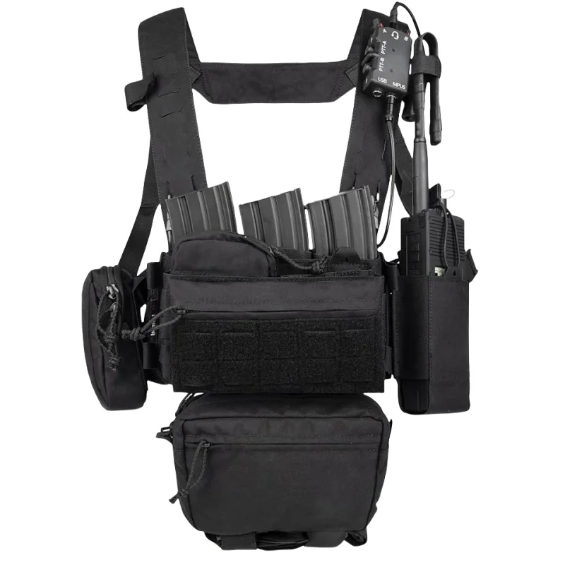 YAKEDA Tactical Chest Rig with 5.56/7.62 Magazine Pouch Holder, Pistol Pouch, Wing Pouch, Molle Dangler Pouch