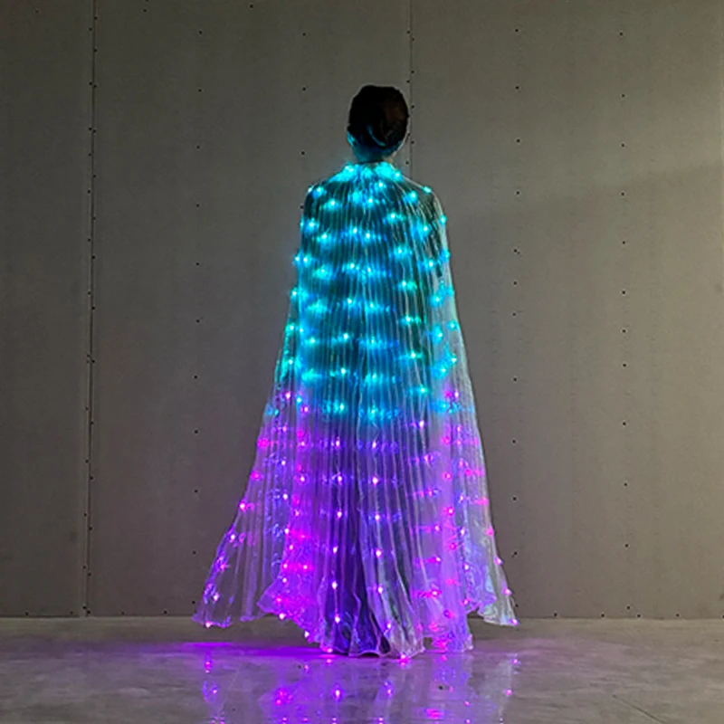 Beautiful LED Butterfly Wing With Stick APP Bluetooth Control  Colorful Change Dancing Cloak Dress Girls Women Performance Props