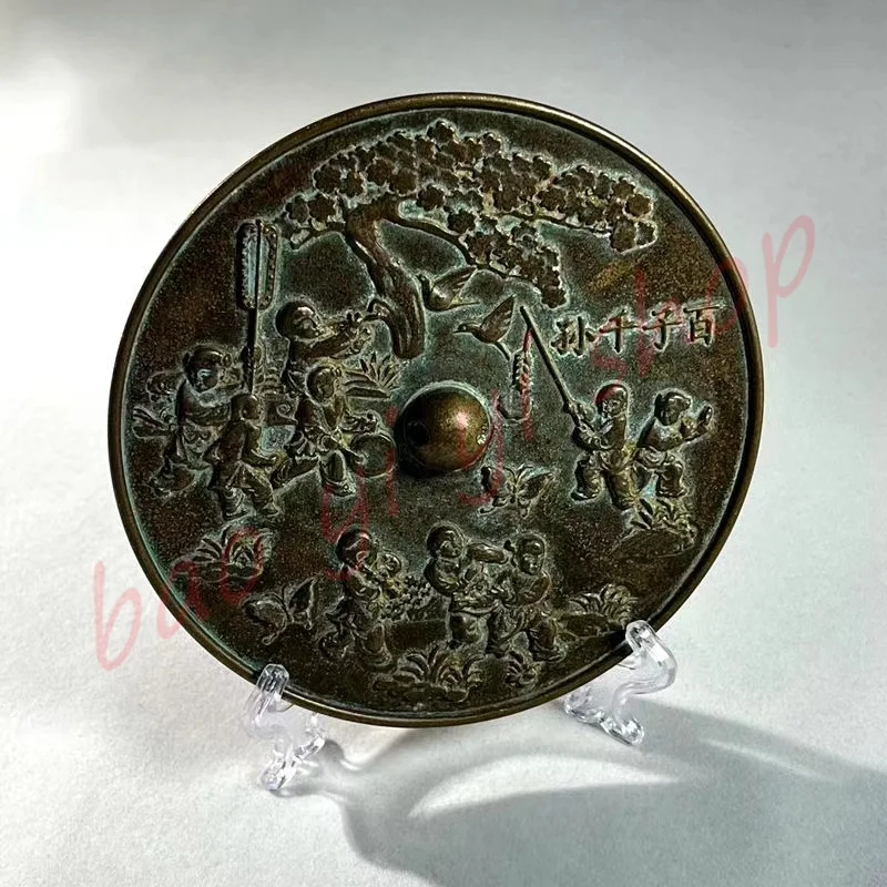 Brass mascot/  It means many children and grandchildren/  Bronze mirror/classical bride dowry/household auspicious ornaments