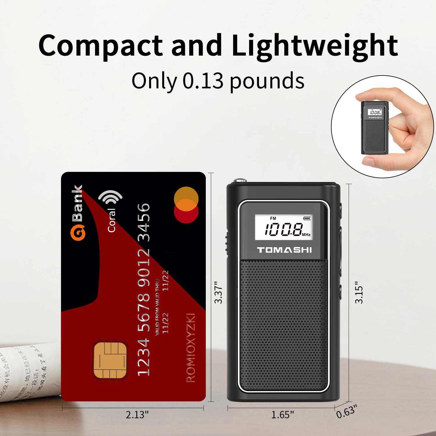 TOBiens Bottles-Petite radio FM portable avec chargement USB, radio de poche avec lecture Micro SD et batterie au lithium aste intégrée