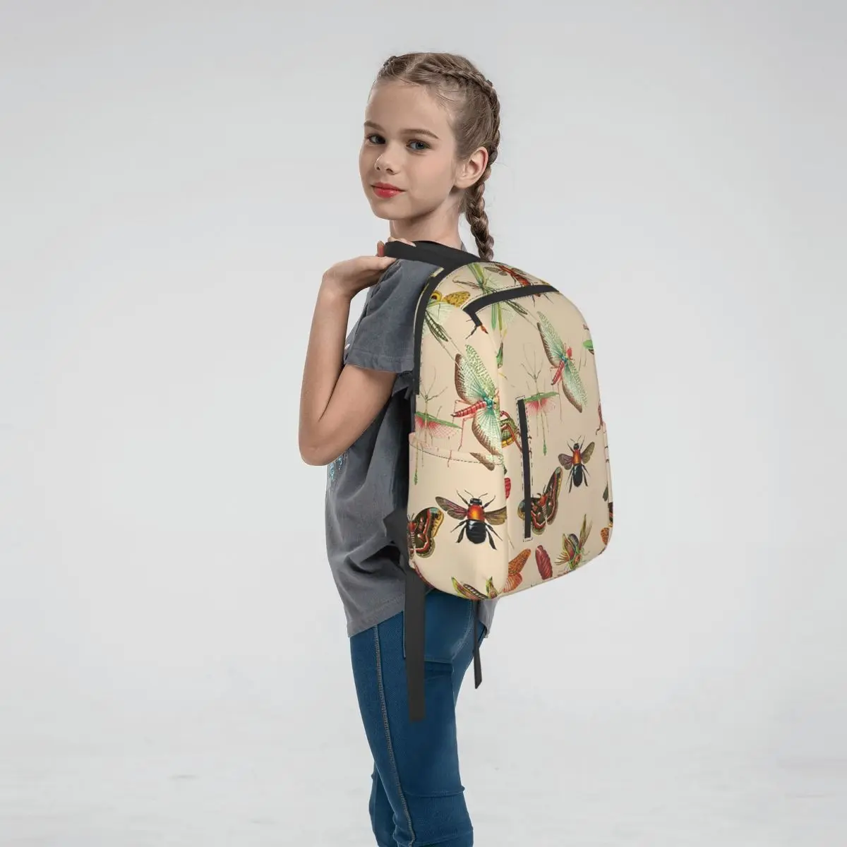 Vintage Bugs And Insects Illustration Backpack Large Capacity Boys Girls BookBag School Bag Shoulder Bags for Men Women
