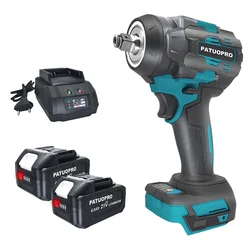 PATUOPRO 1/2 Inch Brushless Cordless Electric Impact Wrench Home DIY Portable Rechargeable Power Tool For Makita 18V Battery