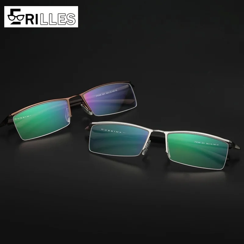 

TR90 Semi-Rimless Glasses for Men, Business Style Full Frame with Signature Temples, Lightweight Office Eyewear
