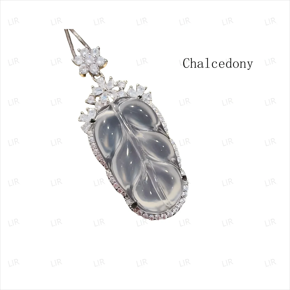 

LIR Silver Plated Ice Chalcedony Leaf Pendant | Transparent | Silver Edge | Classic | Statement | Free Shipping | Gift Box