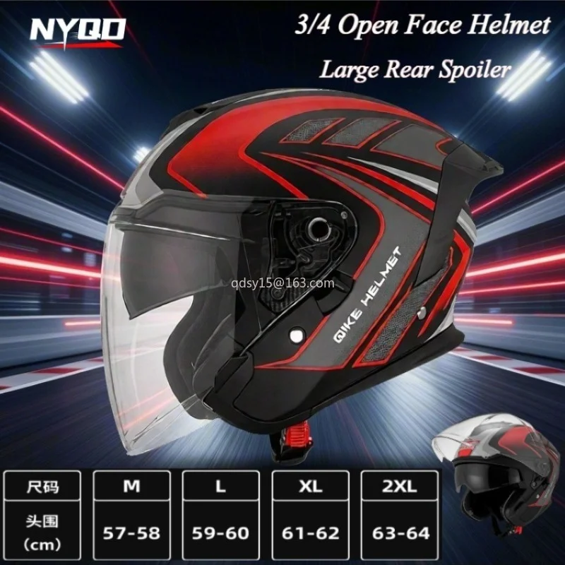 

Мотошлем открытого типа 3/4 с большим задним спойлером, сертифицированный DOT, вентилируемый, для ежедневных поездок на мотоцикле и велосипеде