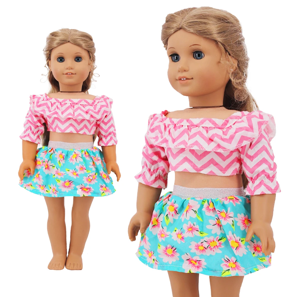 Doll Clothes Upper and Lower Two-Piece Spring Set  Fit 18 Inch American&43 CM Reborn Baby New Born Doll ,Girl's Russia DIY Gifts