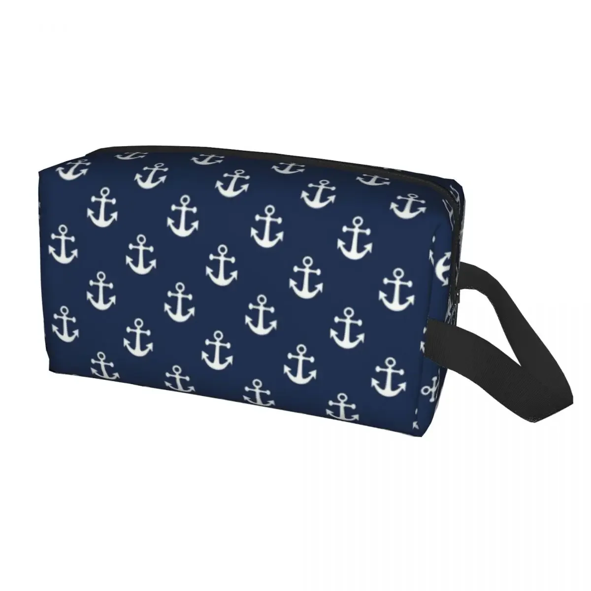 

Travel Navy Blue Nautical Anchor Toiletry Bag Cute Cosmetic Makeup Organizer Women Beauty Storage Dopp Kit Box