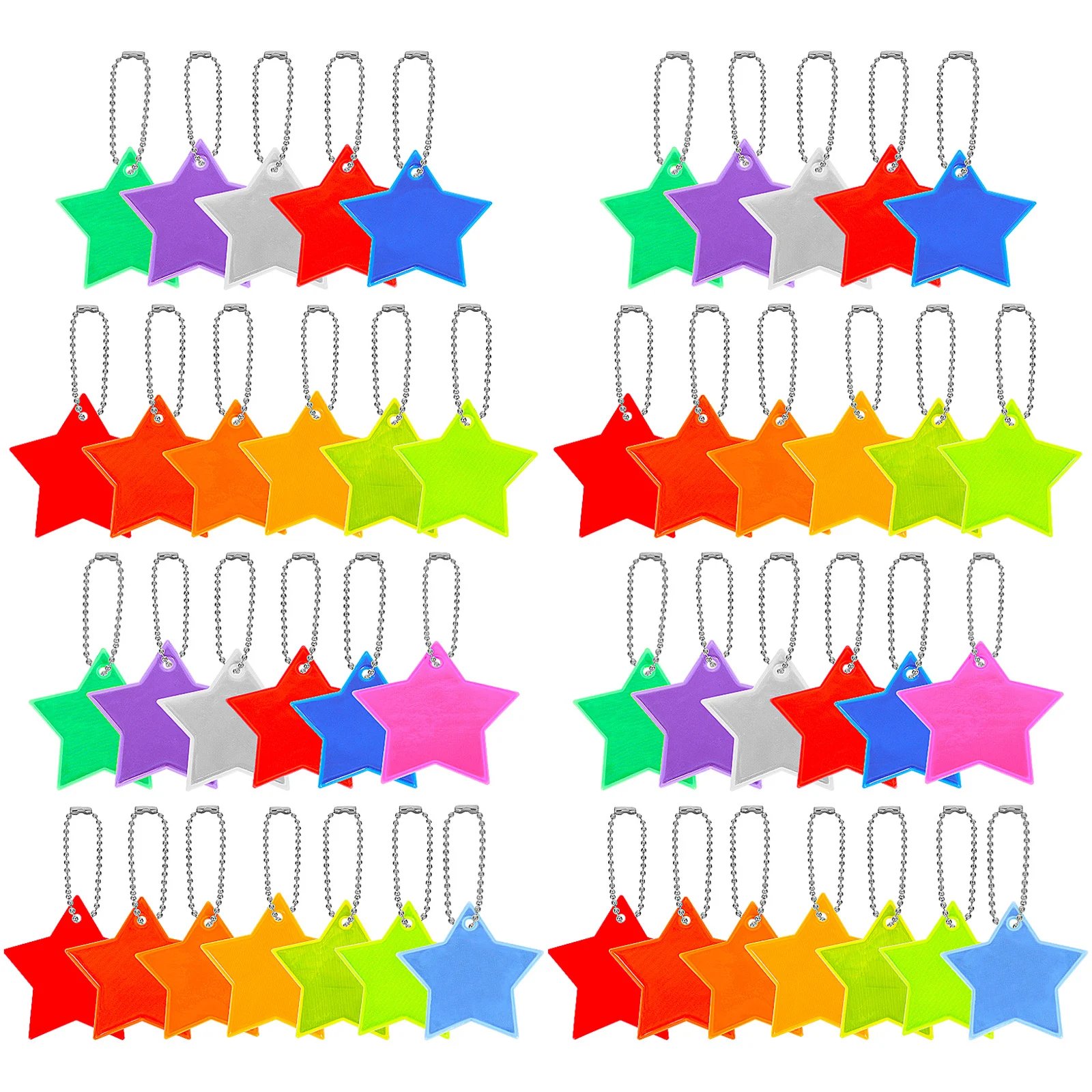 

26 pcs Pentagram Keychain Reflectors Kids Backpack Pendants Reflective Charms PVC Lattice Night Sports Camping Hiking