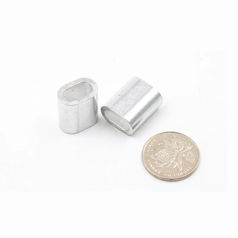 Manchons à sertir pour câbles, boîtier ovale en aluminium, M0.5-M22, virole à trou unique, boucle de sertissage, Clip de câble métallique en acier, manchon de protection ﻿