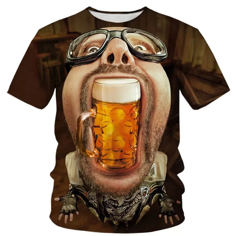 Just Beer It 3D Printing T Shirt Man Summer O-Neck Short Sleeve Oversized Top Casual Tee Loose Streetwear Unisex Harajaku