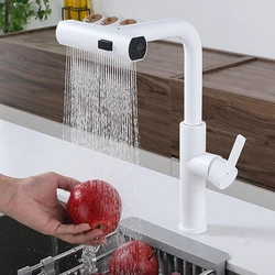 Pulvérisateur d'eau chaude et froide à trou unique monté sur le pont, robinet de lavage pour évier de centre commercial, cascades de cuisine, 3 modes