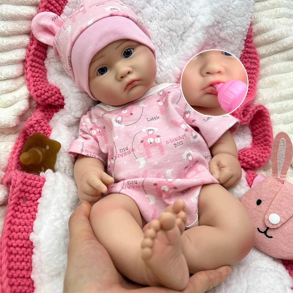 

Handmade 45cm Cuddly Girl Silicone Reborn Baby Soft Washable Teaching Model Realistic Details Doll for Educational Display