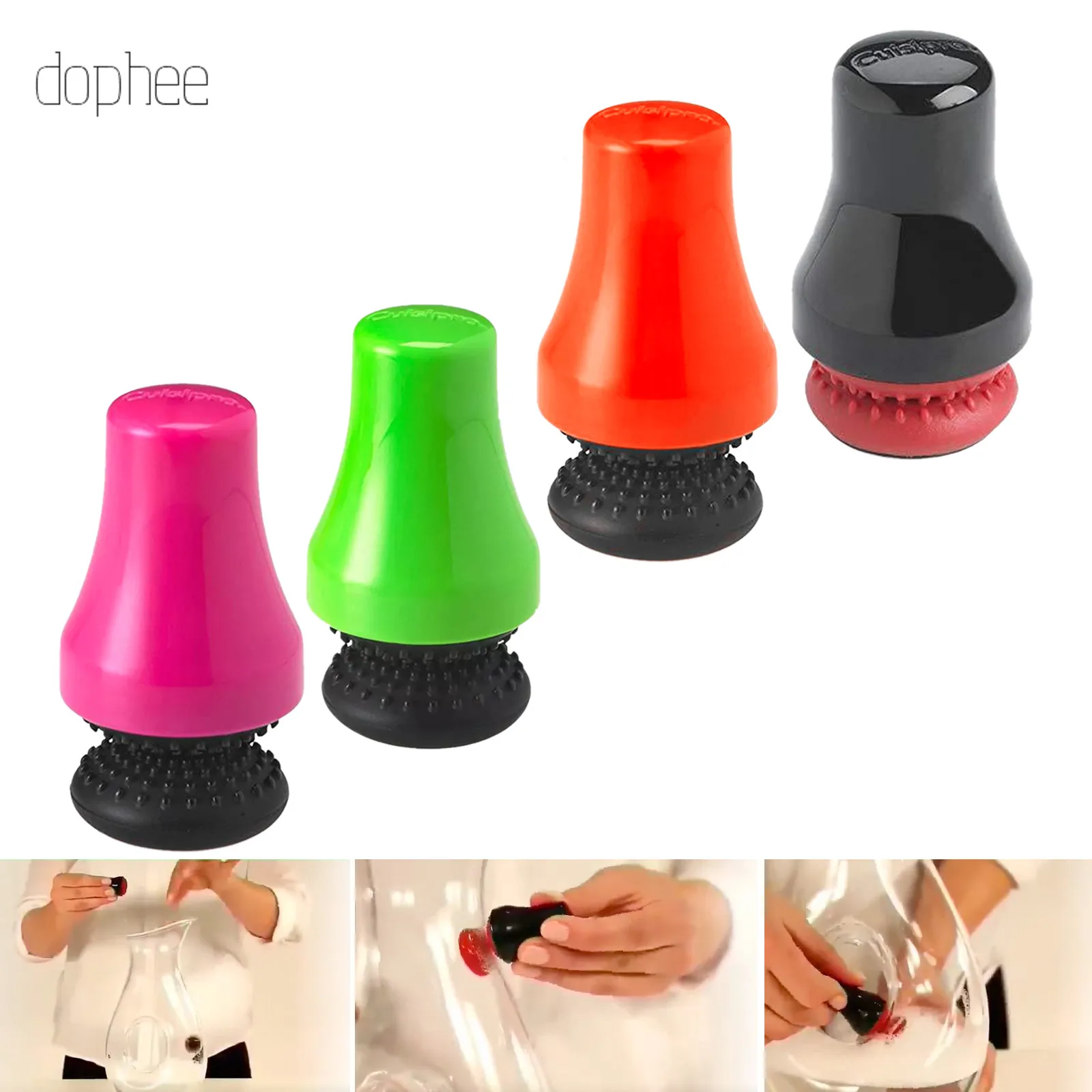 dophee  4color Magnetic Glass Spot Soft Silicone Scrubber Magnetic Cleaning Brush Bottle Brush Keep Glass Vases Flasks Decanters